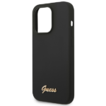 Guess GUHCP14LSLSMK iPhone 14 Pro 6,1" black hard case Silicone Vintage Gold Logo - imagine 6