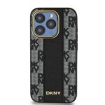 DKNY DKHMP15XPCPVSLK iPhone 15 Pro Max 6.7" black hardcase Leather Checkered Mono Pattern MagSafe - imagine 3