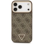 Guess 4G Triangle Logo & Big Strap Metal Buttons MagSafe Case for iPhone 17 Pro Max Brown - imagine 3