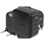 ENERGEA Wall Charger 1xUSB+3xUSB-CPD-PPS-QC 3.0 100W 3C1A black US+EU Travelite GAN100 - imagine 2