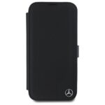 Mercedes MEBKP16S23RBGVK iPhone 16 6.1" black bookcase Leather Wood Imitation - imagine 3