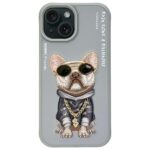 Nimmy case iPhone 15 6.1" gray Glasses Cool Dog