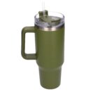 Black Forest | Thermo mug with straw | thermos with handle, 1200ml, green - imagine 2
