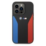 Case BMW BMHCP15X22SCSK iPhone 15 Pro Max 6.7" black Silicone Blue&Red Stripes M Collection - imagine 3