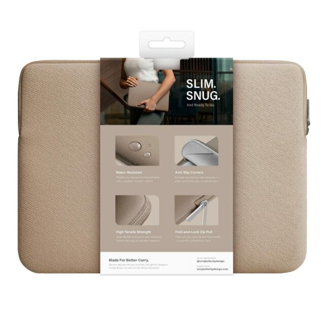UNIQ bag Cyprus laptop Sleeve 14" nude brown water-resistant neoprene - imagine 7