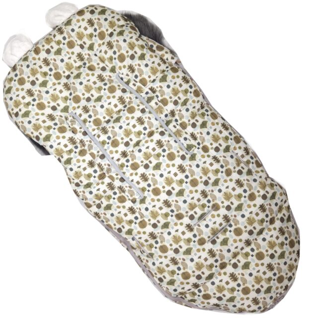 Extralink Infant Sleeping Bag for Stroller, Car Seat, Sledge with Ears, Faux Fur Insulated, 100cm Leaves - imagine 3