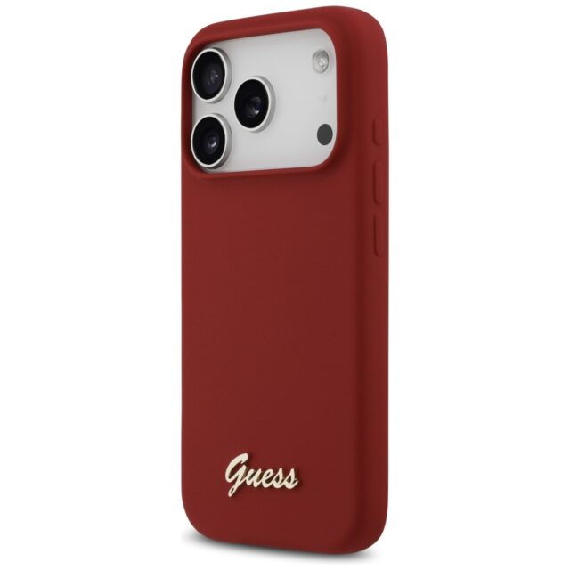 Case Guess Silicone Script Metal Logo MagSafe for iPhone 17 Pro magenta - imagine 2