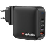 Wall Charger Verbatim Mini GaN 165W 3xUSB-C PD/1x USB-A QC black 32216
