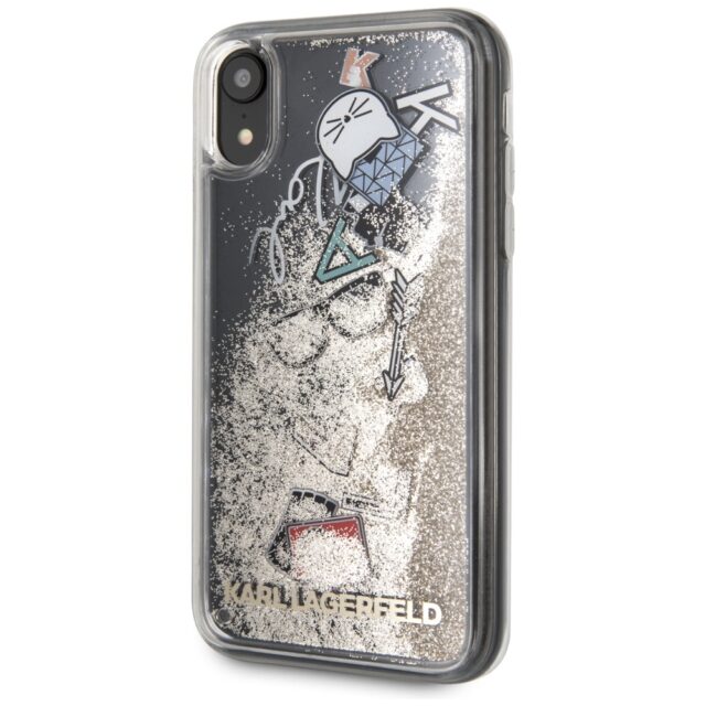 Karl Lagerfeld KLHCI61KSICGO iPhone Xr gold hard case Iconic Liquid Glitter - imagine 2