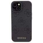 Guess GUHCP15SP4EPMK iPhone 15 / 14 / 13 6.1" black hardcase Leather 4G Stamped - imagine 3