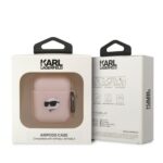 Karl Lagerfeld KLA2RUNCHP AirPods 1/2 cover pink Silicone Choupette Head 3D - imagine 3