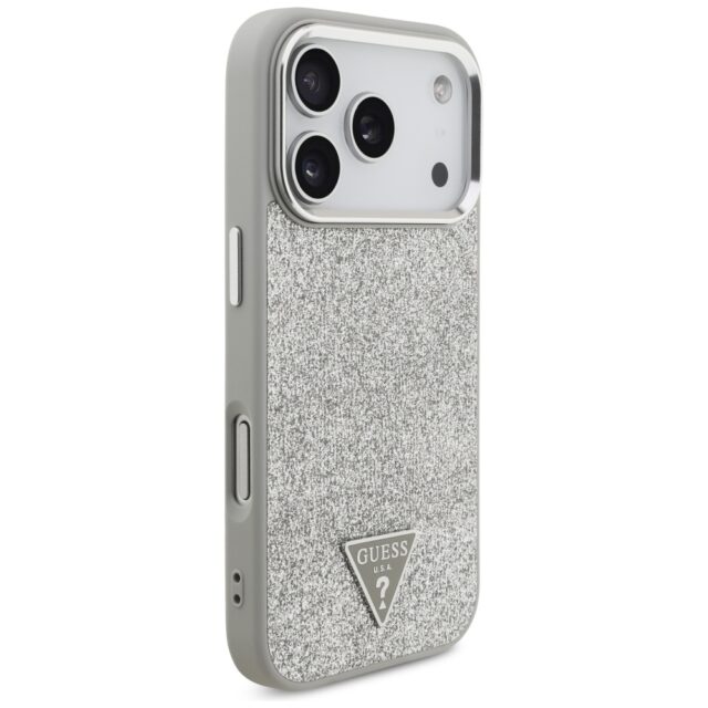 Case Guess Glitter Triangle Logo MagSafe for iPhone 17 Pro silver - imagine 4