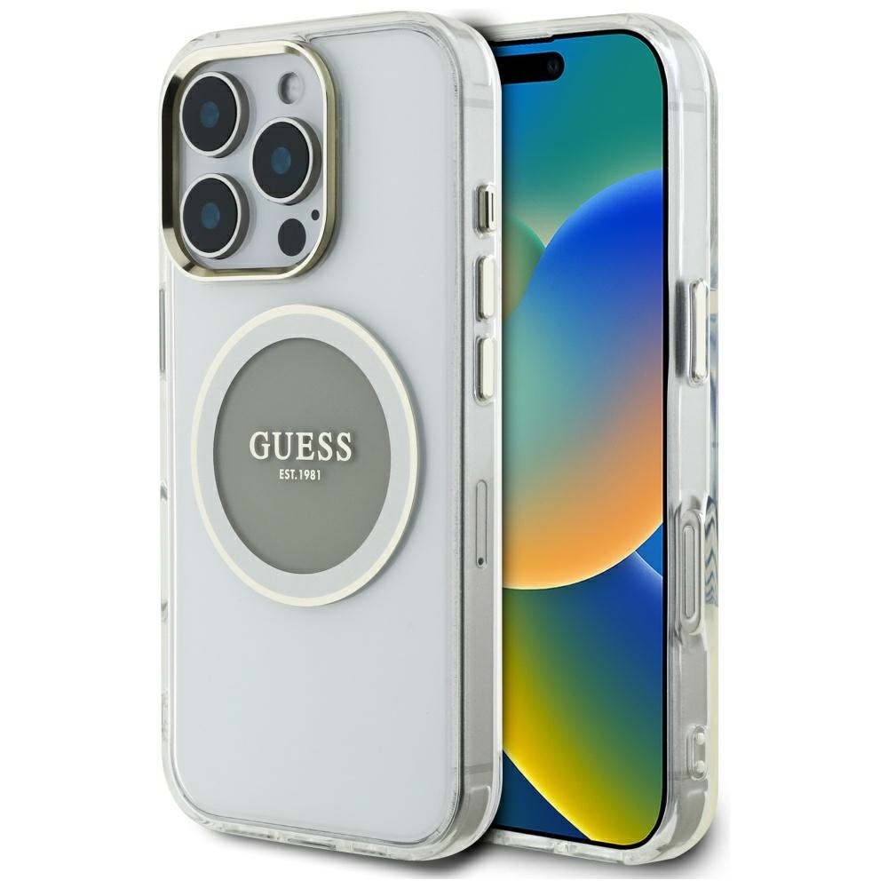 cps-77d0e7d413d28a29bc30c3bf2c88d95e-2025-12-06-06-33-15 Case Guess IML Metal Colored Circle Classic Logo MagSafe for iPhone 16 Pro grey - imagine 1