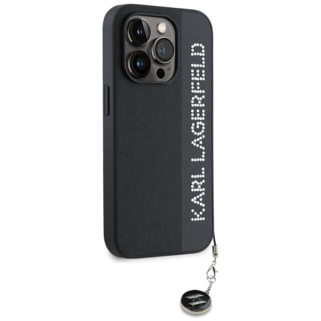 Karl Lagerfeld KLHCP15LPSAKDGCK iPhone 15 Pro 6.1" black hardcase Saffiano Rhinestones & Charm - imagine 4