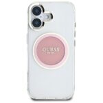 Case Guess IML Metal Colored Circle Classic Logo MagSafe for iPhone 16 pink - imagine 3