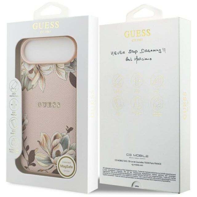 Guess Grained Flowers Classic Logo MagSafe Case for iPhone Air Pink - imagine 8