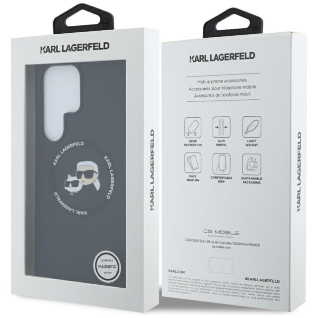 Case Karl Lagerfeld Silicone Double Heads And Circle MagSafe Samsung Galaxy S25 Ultra black - imagine 8
