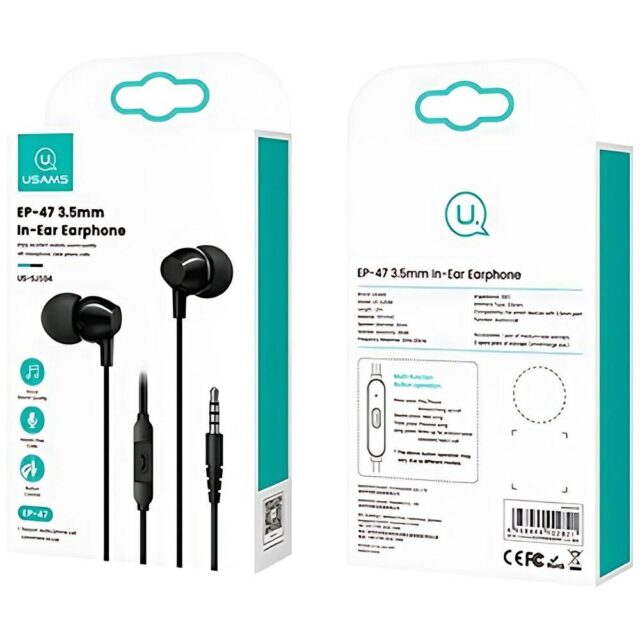 USAMS stereo earphones EP-47 3.5mm black 1.2m HSEP4701 (US-SJ594) - imagine 7