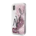 Karl Lagerfeld KLHCPXTRKSIGPI iPhone X/Xs pink hard case Signature Liquid Glitter Stars - imagine 2