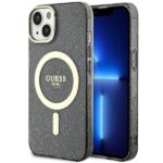 Guess GUHMP14MHCMCGK iPhone 14 Plus / 15 Plus 6.7" black hardcase Glitter Gold MagSafe