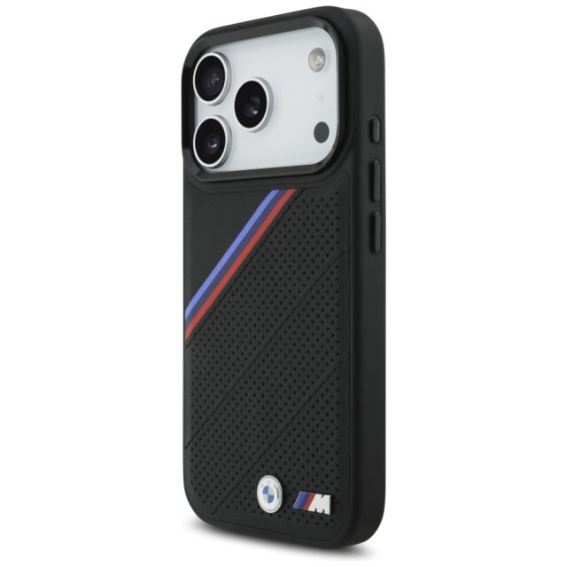 BMW M Tricolor Metal Logo MagSafe Case for iPhone 17 Pro Black - imagine 2
