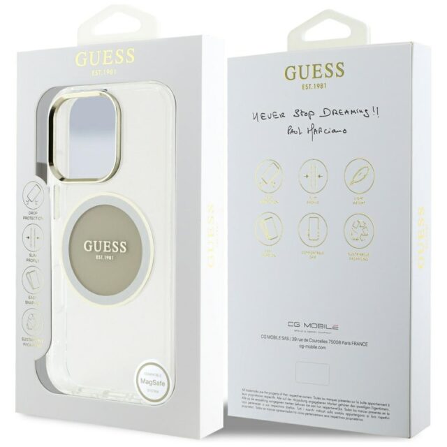Case Guess IML Metal Colored Circle Classic Logo MagSafe for iPhone 16 Pro grey - imagine 8