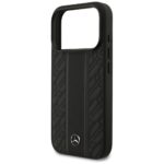 Case Mercedes Leather Laurel Leaves Stripes MagSafe for iPhone 17 Pro black - imagine 6