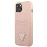Guess GUHCP13SPSATPP iPhone 13 mini 5,4" pink hardcase SaffianoTriangle Logo Cardslot - imagine 2