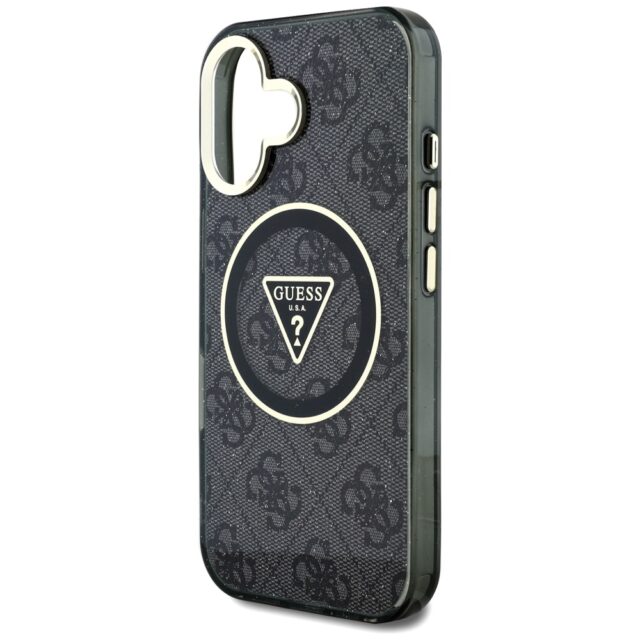 Case Guess IML Metal Glitter 4G Circle Triangle MagSafe for iPhone 16 black - imagine 6