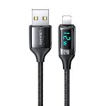 USAMS Braided Cable U78 Lightning 1.2m LED 2.4A Fast Charging black SJ543USB01 (US-SJ543)