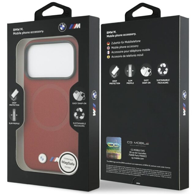 BMW M FW Metal Logo MagSafe Case for iPhone 17 Pro Red - imagine 8