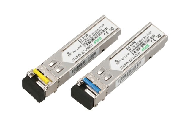 Extralink SFP 1.25G | SFP WDM Module | 1,25Gbps, 1310/1550nm, single mode, 3km, LC, DOM, pair - imagine 2