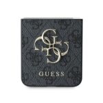 Guess GUHCZF64GMGGR Z Flip6 F741 black Leather 4G Metal Logo - imagine 5