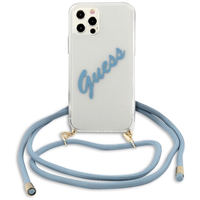 Guess GUHCP12MCRTVSBL iPhone 12/12 Pro 6,1" blue hardcase Script Vintage - imagine 3