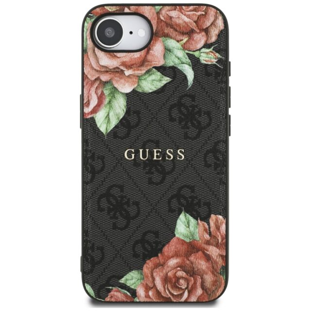 Case Guess 4G Flowers Print MagSafe for iPhone 16e black - imagine 3