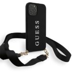 Guess GUHCP12MPUSTCRBK iPhone 12/12 Pro 6,1" black hardcase Silicone Printed Logo Strap - imagine 2
