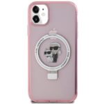 Karl Lagerfeld KLHMN61HMRSKCP iPhone 11/ Xr 6.1" pink hardcase Ring Stand Karl&Choupettte Mag - imagine 3