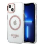 Guess GUHMP13MHTRMP iPhone 13 / 14 / 15 6.1"pink hard case Metal Outline Magsafe