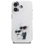 Case Karl Lagerfeld IML Aquarelle Karl   & Choupette & Logo for iPhone 16 white - imagine 3