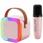 Extralink Kids Mini Karaoke LED Speaker 1x Mic Pink | Karaoke Set | speaker, 1x microphone, Bluetooth, AUX, SD card slot, RGB lighting