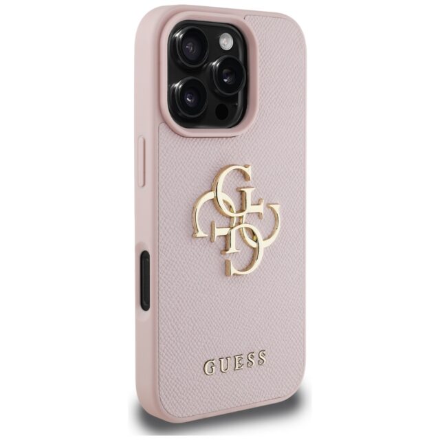 Case Guess Grained Big 4G Logo Small Classic Logo for iPhone 16 Pro pink - imagine 4