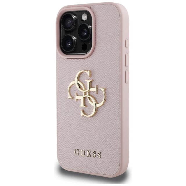 Case Guess Grained Big 4G Logo Small Classic Logo for iPhone 16 Pro pink - imagine 2