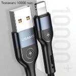 USAMS Braided U48 Lightning Cable 1.2m 2A Fast Charging with LED black SJ423USB01 (US-SJ423) - imagine 6