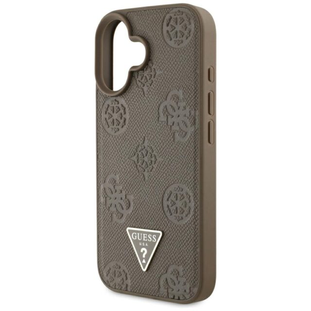 Case Guess Grained Hot Stamp Peony Triangle Logo MagSafe for iPhone 16 brown - imagine 6