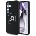 Case Karl Lagerfeld Silicone Double Heads And Circle MagSafe Samsung Galaxy S25 black