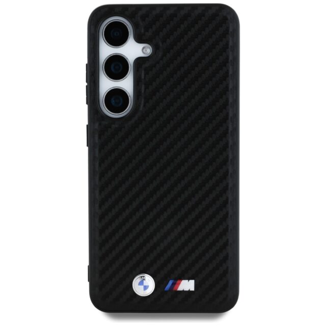 Case BMW Leather Carbon MagSafe for Samsung Galaxy S25 black - imagine 3
