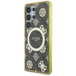 Case Guess 4G Background Gold Electroplated Peony Pattern MagSafe for Samsung Galaxy S25 Ultra brown - imagine 2