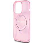 Guess GUHMP15LHRSGSP iPhone 15 Pro 6.1" pink hardcase Ring Stand Script Glitter MagSafe - imagine 6