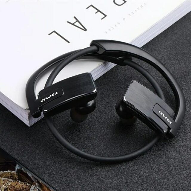 Sports wireless headphones AWEI E1BL        Bluetooth black - imagine 3