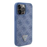 Guess GUHCP15XP4TDPB iPhone 15 Pro Max 6.7" blue hardcase Leather 4G Triangle Strass - imagine 4